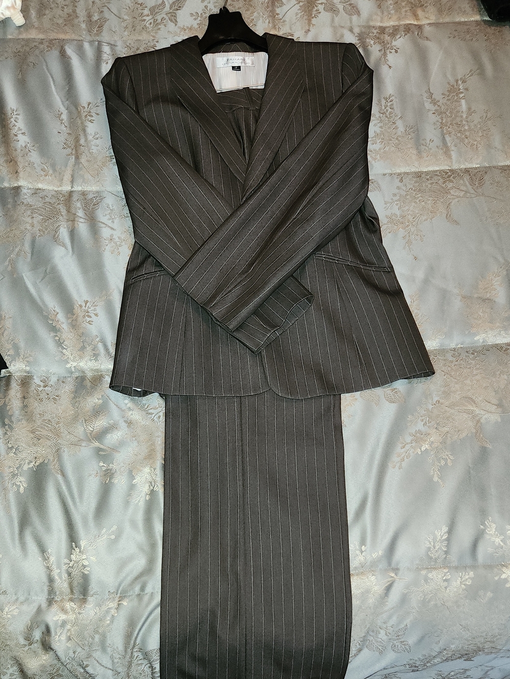 Tahari Charcoal Pinstripe Women's Blazer and Skirt Set